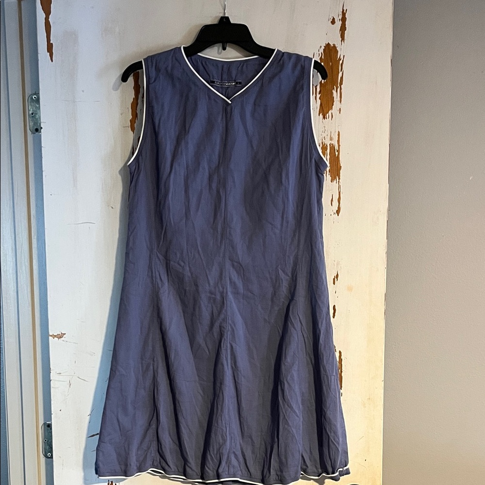European Culture Royal Dye Sleeveless blue Cotton Casual Dress Women's Size L